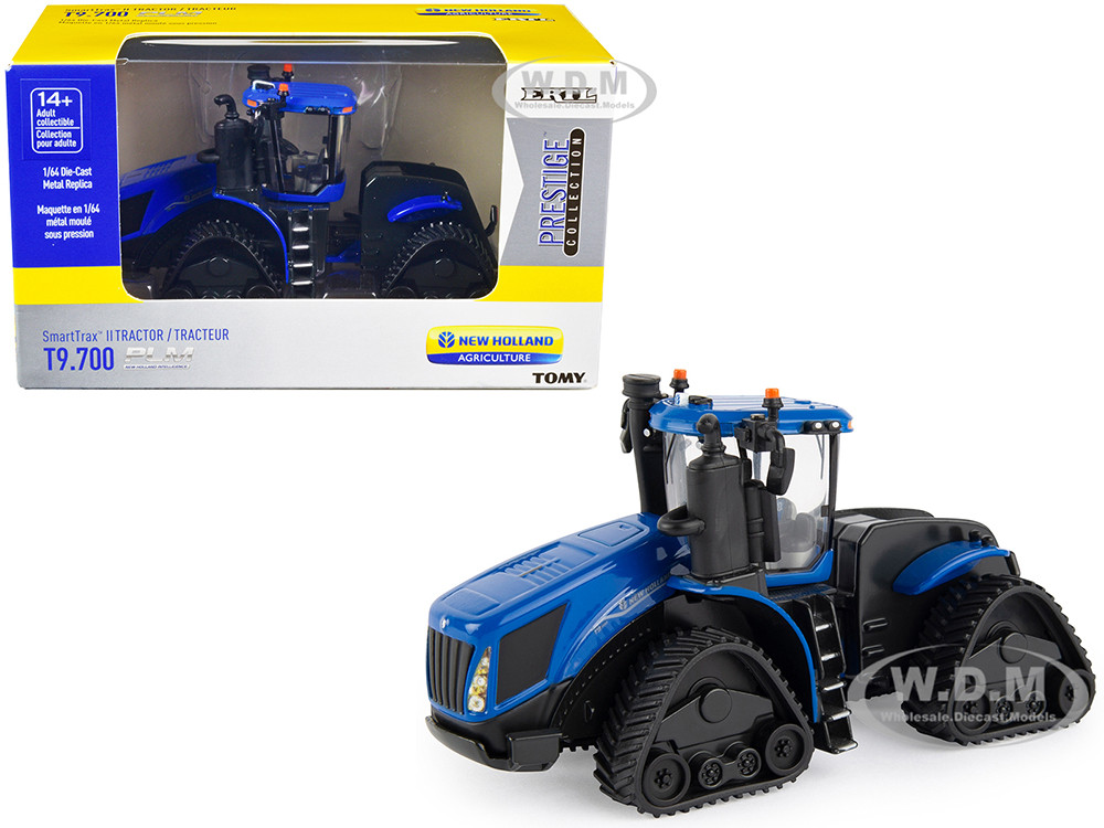 New Holland T9.700 SmartTrax II Tractor with Tracks Blue with PLM Intelligence 1/64 Diecast Model by ERTL TOMY diecast model