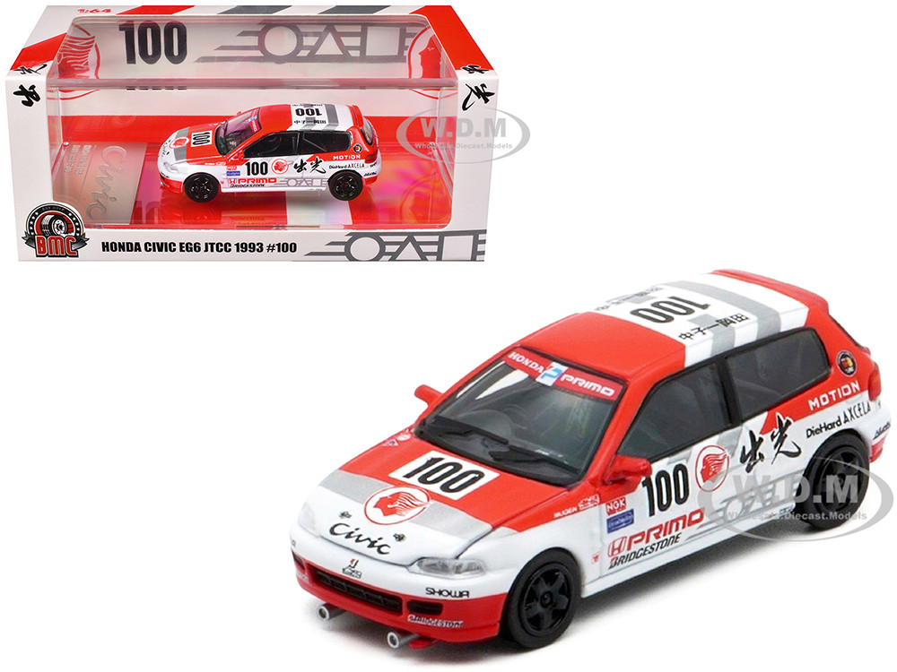 Honda Civic EG6 RHD (Right Hand Drive) #100 Osamu Nakako - Hideki Okada "Mugen Honda" "Japanese Touring Car Championship" (1993) 1/64 Diecast Model Car by BM Creations diecast model
