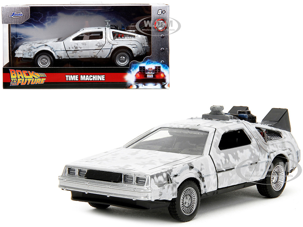 DMC DeLorean Time Machine Brushed Metal (Frost Version) "Back to the Future" (1985) Movie "Hollywood Rides" Series 1/32 Diecast Model Car by Jada diecast model