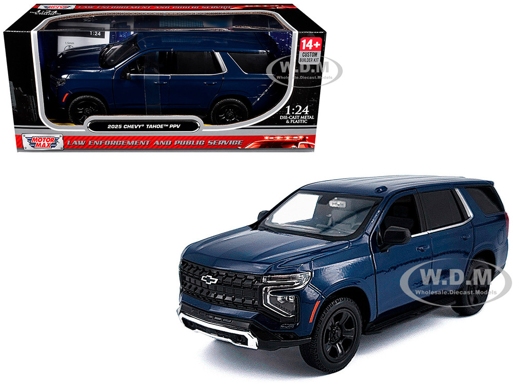2025 Chevrolet Tahoe PPV Dark Blue "Custom Builder's Kit - Law Enforcement and Public Service" Series 1/24 Diecast Model Car by Motormax diecast model
