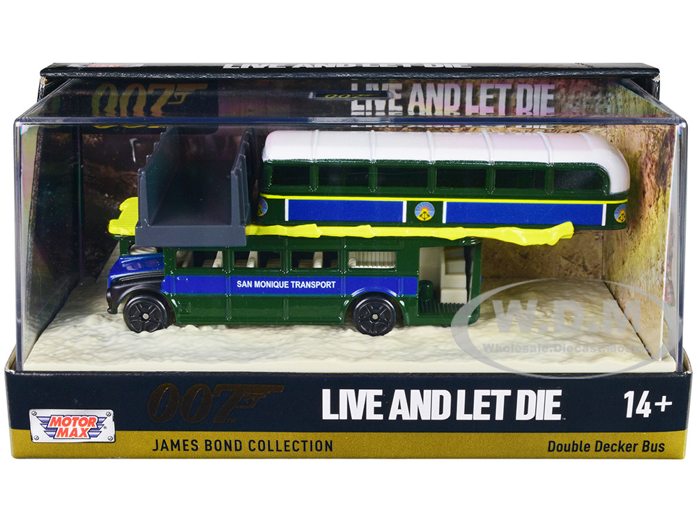 Double Decker Bus "San Monique Transport" "Hitting Bridge Scene" James Bond 007 "Live and Let Die" (1973) Movie with Display "James Bond Collection" Series Diecast Model by Motormax diecast model