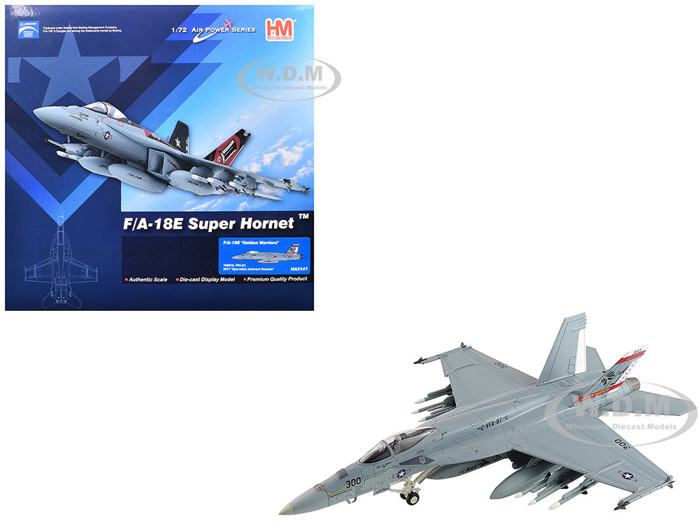 Boeing F/A-18E Super Hornet Fighter Aircraft "168910, Golden Warriors, VFA-87, Operation Inherent Resolve" (2017) United States Navy "Air Power Series" 1/72 Diecast Model by Hobby Master diecast model