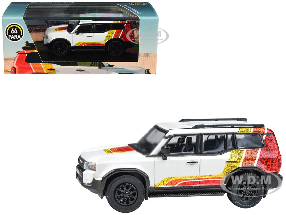2024 Toyota Land Cruiser 250 Prado White with "TRD" Stripes 1/64 Diecast Model Car by Paragon Models diecast model