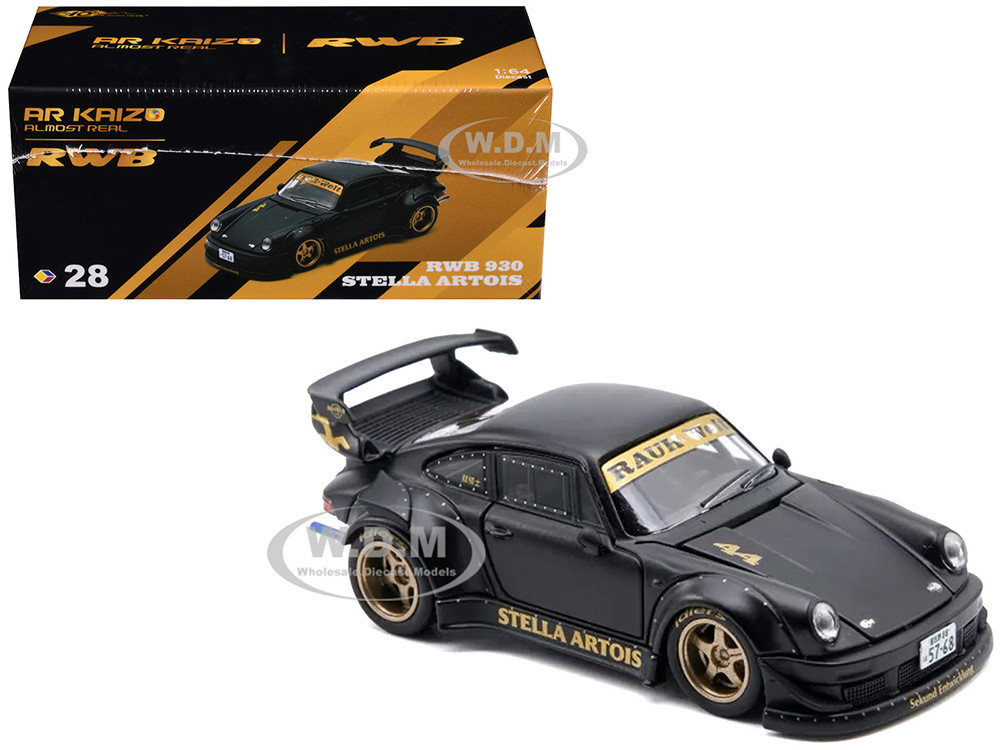RWB 930 "Stella Artois" Matt Black 1/64 Diecast Model Car by Almost Real diecast model