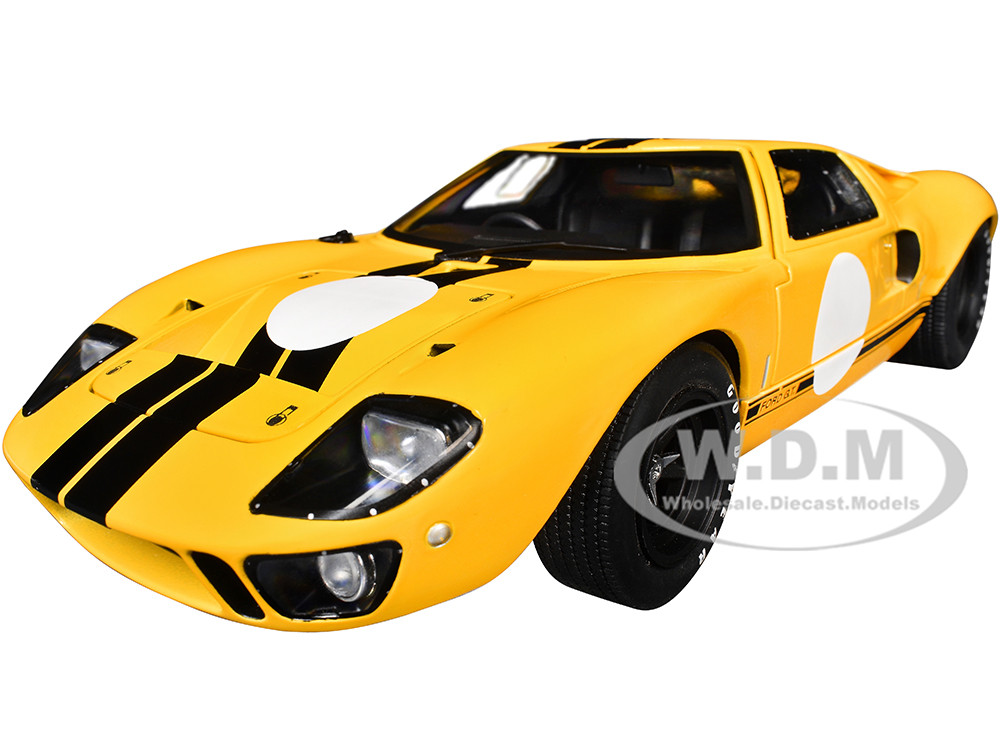 1968 Ford GT40 MK1 Yellow with Black Stripes "Competition" Series 1/18 Diecast Model Car by Solido diecast model