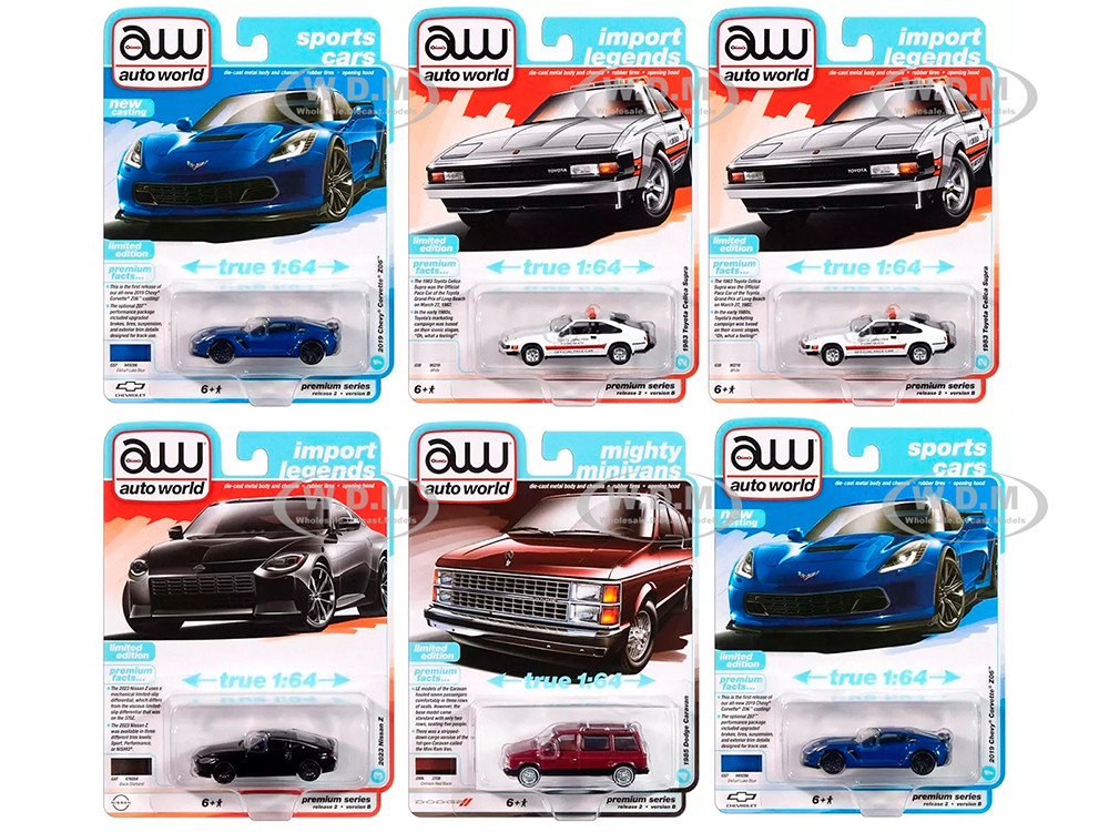 Auto World Premium 2024 Set B of 6 pieces Release 2 1/64 Diecast Model Cars by Auto World diecast model