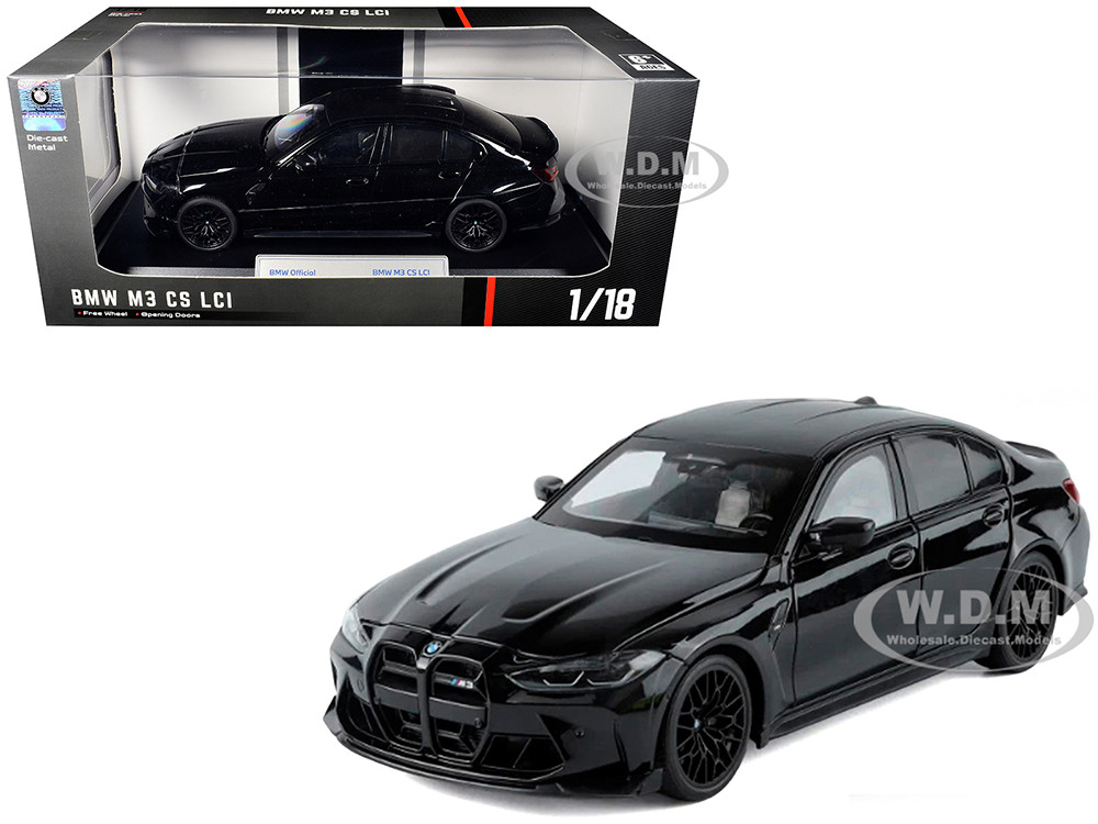 BMW M3 CS LCI Black Metallic with Matt Black Top 1/18 Diecast Model Car by Heimanba diecast model