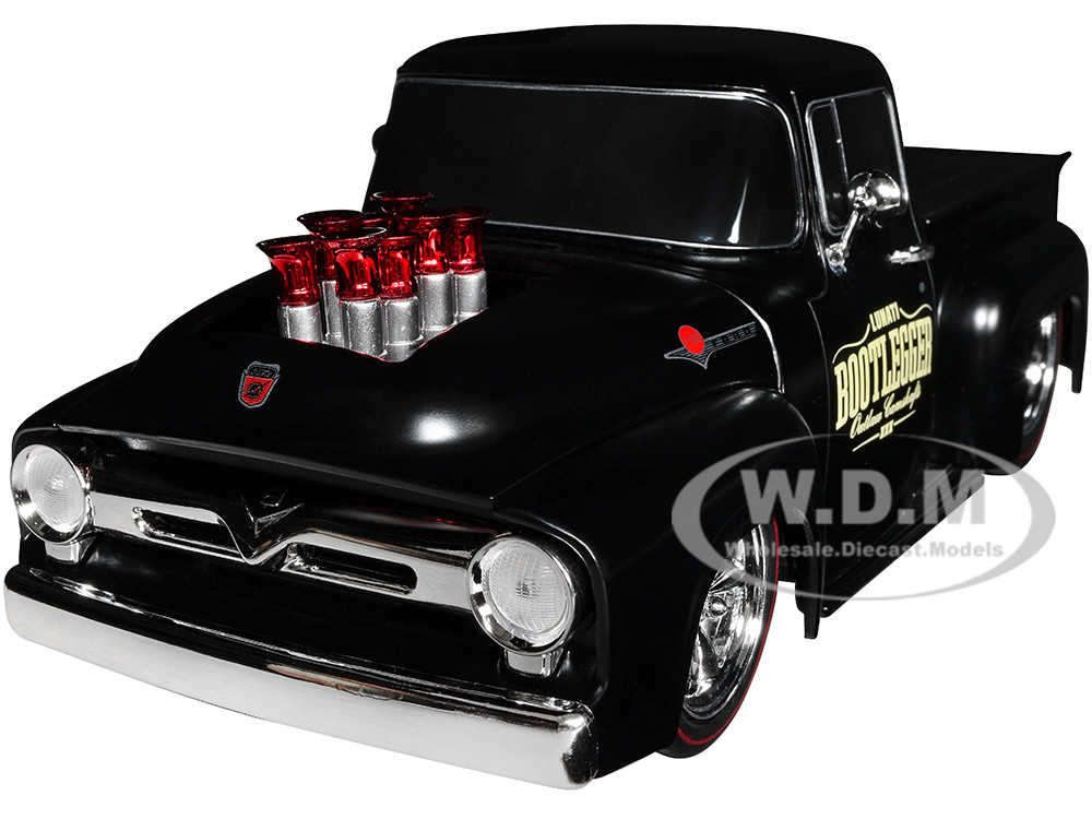 1956 Ford F-100 Pickup Truck Matt Black "Lunati Bootlegger" Limited Edition to 6550 pieces Worldwide 1/24 Diecast Model Car by M2 Machines diecast model