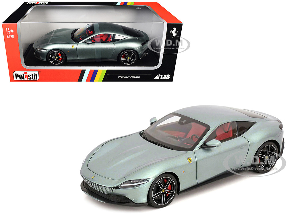 2019 Ferrari Roma Gray Metallic with Pink Interior 1/18 Diecast Model Car by Polistil diecast model