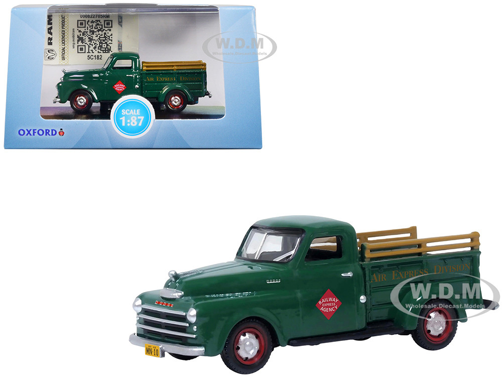 1948 Dodge B-1B Pickup Truck Green "Railway Express Agency" 1/87 (HO) Scale Diecast Model Car by Oxford Diecast diecast model