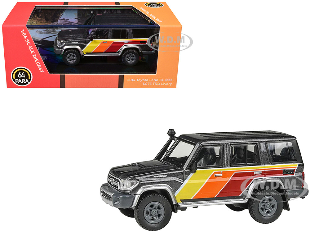 2014 Toyota Land Cruiser LC76 "TRD Livery" Gray Metallic with Stripes 1/64 Diecast Model Car by Paragon Models diecast model