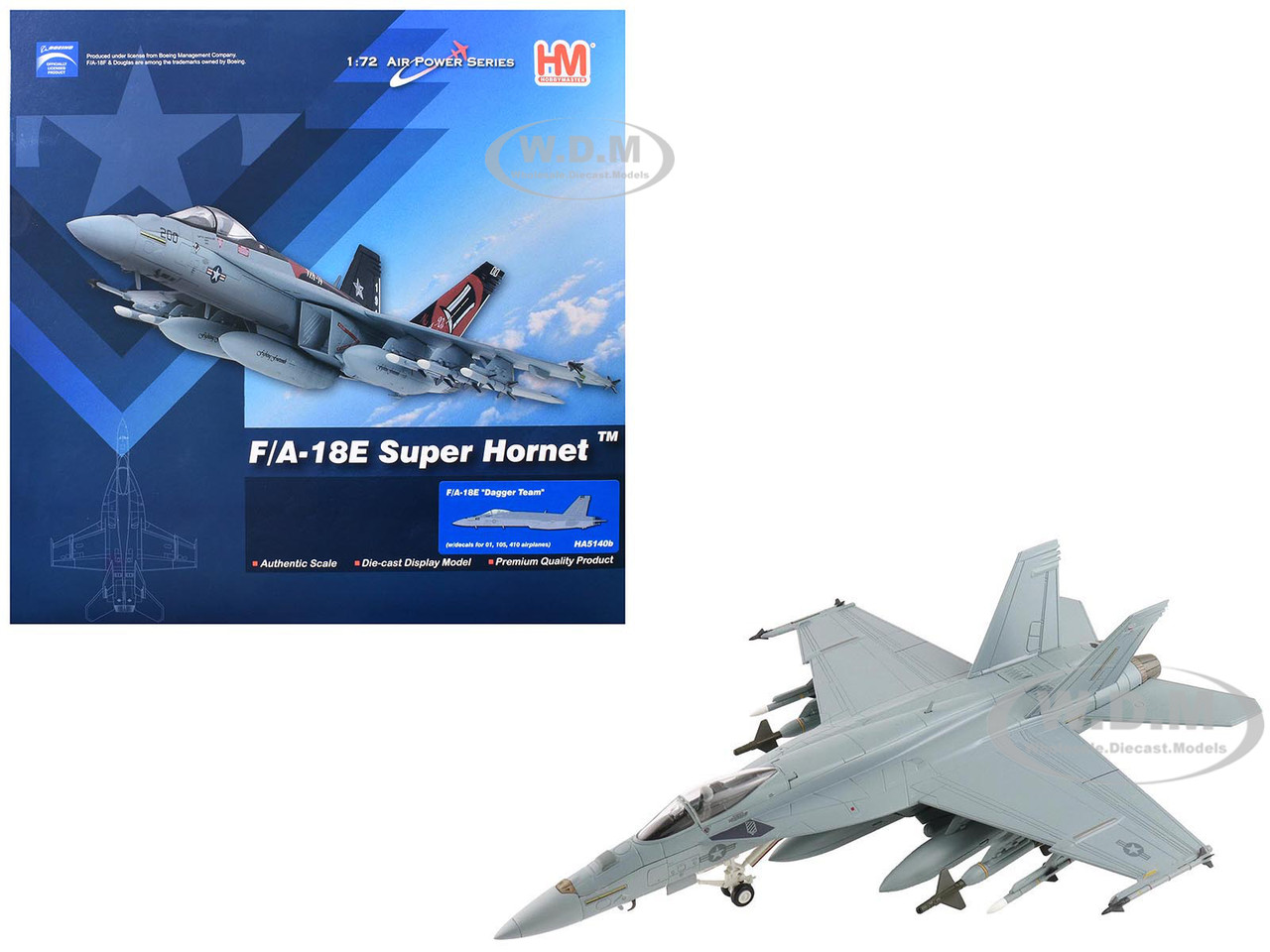 Boeing F/A-18E Super Hornet Fighter Aircraft "Dagger Team (with decals)" United States Navy "Air Power Series" 1/72 Diecast Model by Hobby Master diecast model