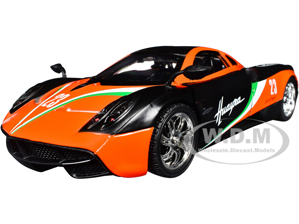 Pagani Huayra #23 Orange and Black with Stripes "GT Racing" Series 1/24 Diecast Model Car by Motormax diecast model