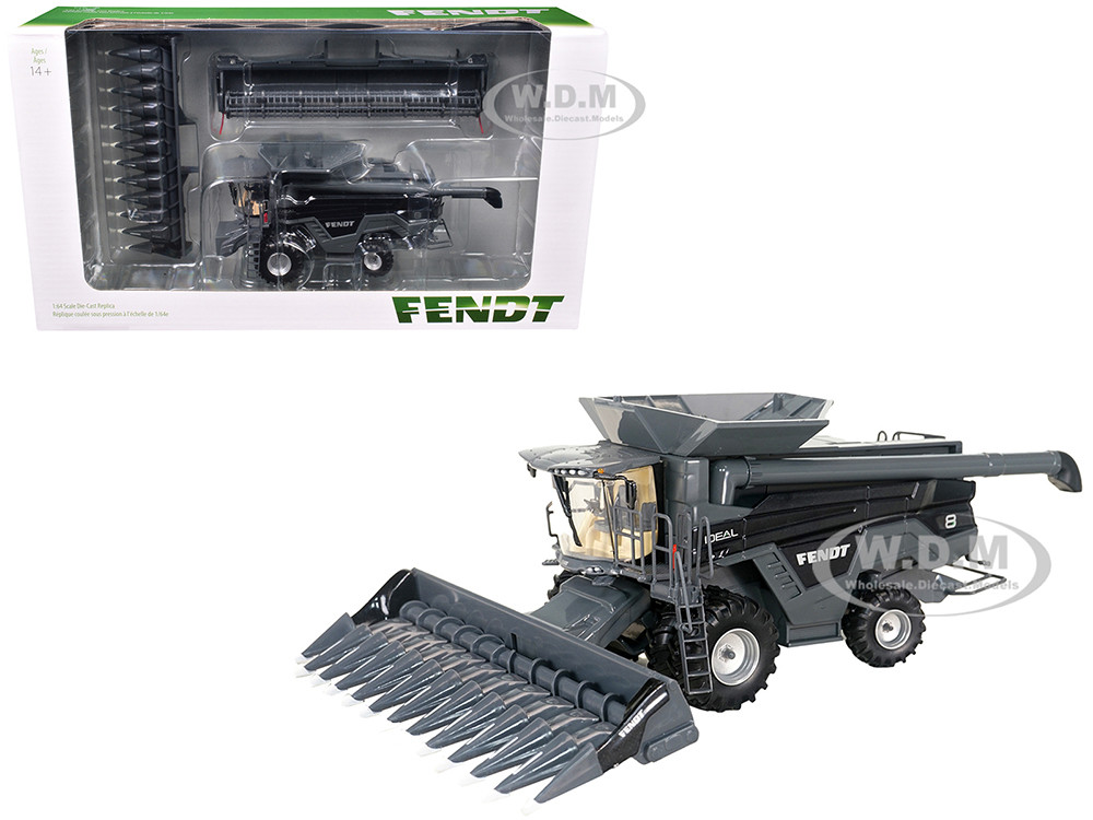 Fendt Ideal 8 Combine with Grain Head and 12 Row Corn Head Gray 1/64 Diecast Model by SpecCast diecast model
