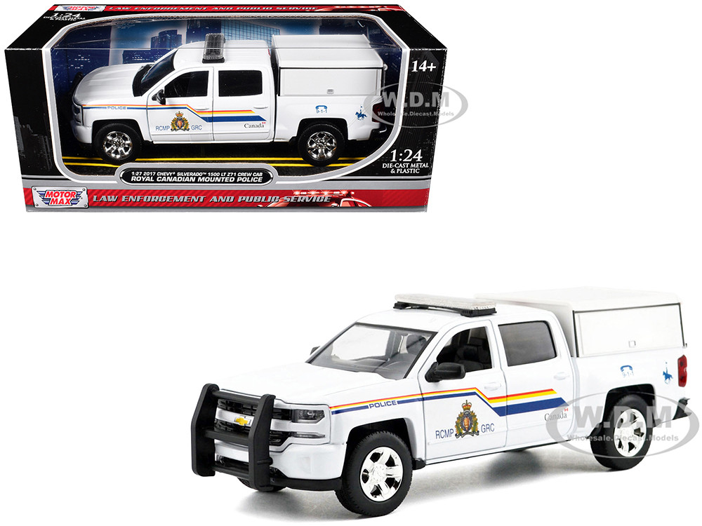 2017 Chevrolet Silverado 1500 LT Z71 Crew Cab Pickup Truck with Camper Box "Royal Canadian Mounted Police" White "Law Enforcement and Public Service" Series 1/27 Diecast Model Car by Motormax diecast model