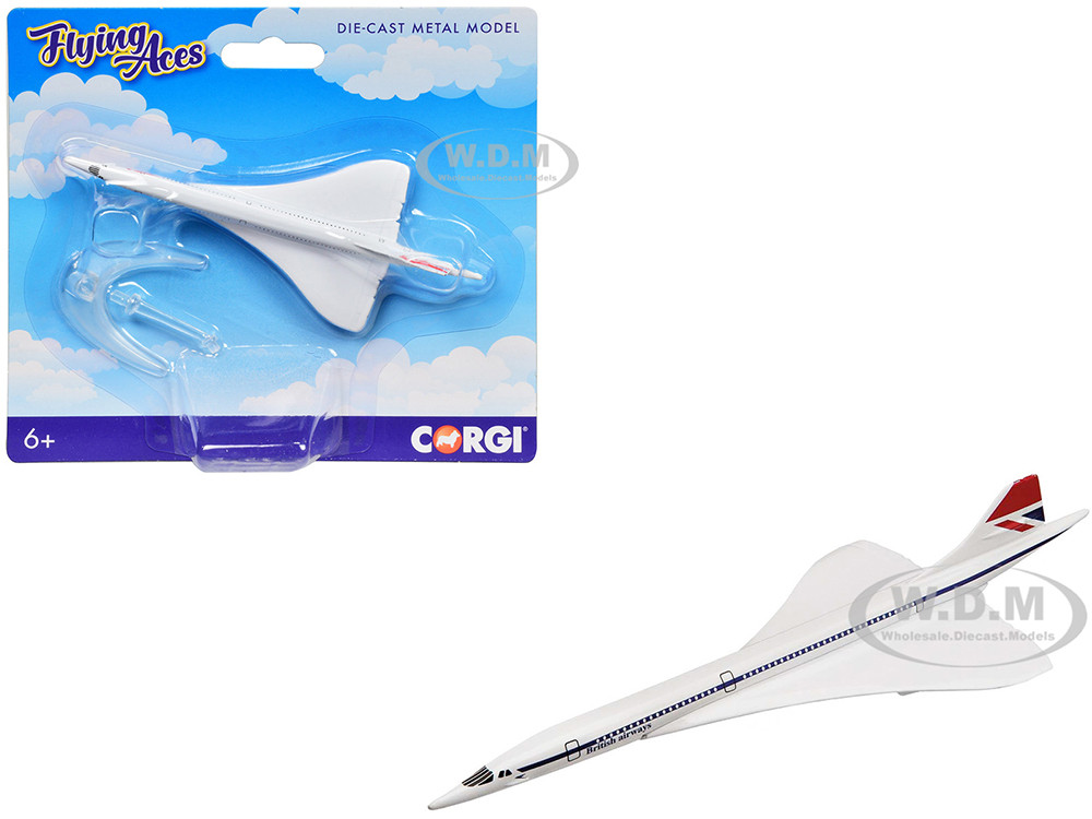 BAe/Aerospatiale Concorde Commercial Aircraft "British Airways" White "Flyin Aces" Series Diecast Model by Corgi diecast model