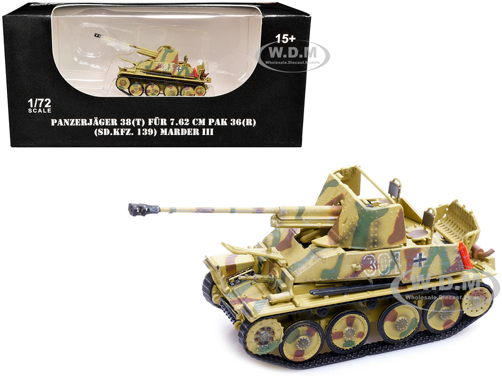 Sd.Kfz.139 Panzerjager 38(t) Fur 7.62cm PaK 36(R) Marder III Tank Destroyer #301 "Germany - World War II" 1/72 Diecast Model by Legion diecast model