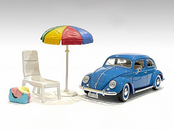 "Beach Girls" Accessories (Beach Chair and Beach Umbrella and Duffle Bag) for 1/18 Scale Models by American Diorama diecast model