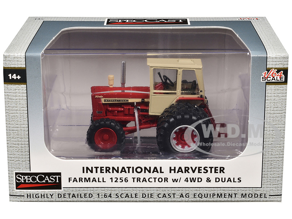 International Harvester Farmall 1256 4WD Tractor with Dual Wheels Red with Cream Cab 1/64 Diecast Model by SpecCast diecast model
