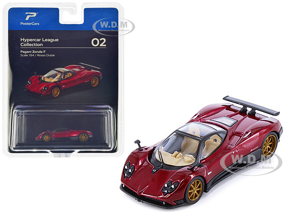 Pagani Zonda F Rosso Dubai Red Metallic "Hypercar League Collection" 1/64 Diecast Model Car by PosterCars diecast model