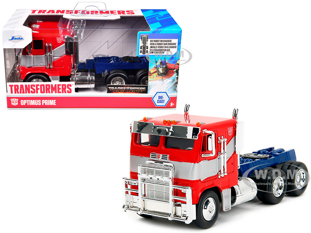 Optimus Prime Tractor Truck Red and Blue with Silver Stripes "Transformers: Rise of the Beasts" (2023) Movie "Hollywood Rides" Series 1/32 Diecast Model Car by Jada diecast model