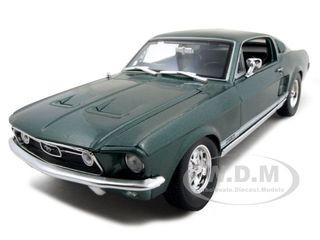 1967 Ford Mustang GTA Fastback Green Metallic with White Stripes 1/18 Diecast Model Car by Maisto diecast model