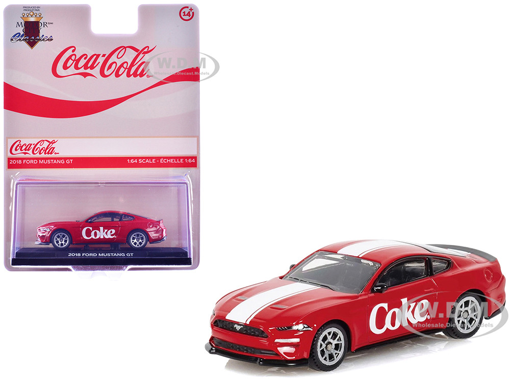 2018 Ford Mustang GT "Coca-Cola" Red with White Stripes 1/64 Diecast Model by Motor City Classics diecast model