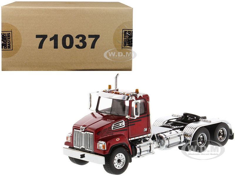 Western Star 4700 SF Tandem Day Cab Tractor Metallic Red 1/50 Diecast Model by Diecast Masters diecast model