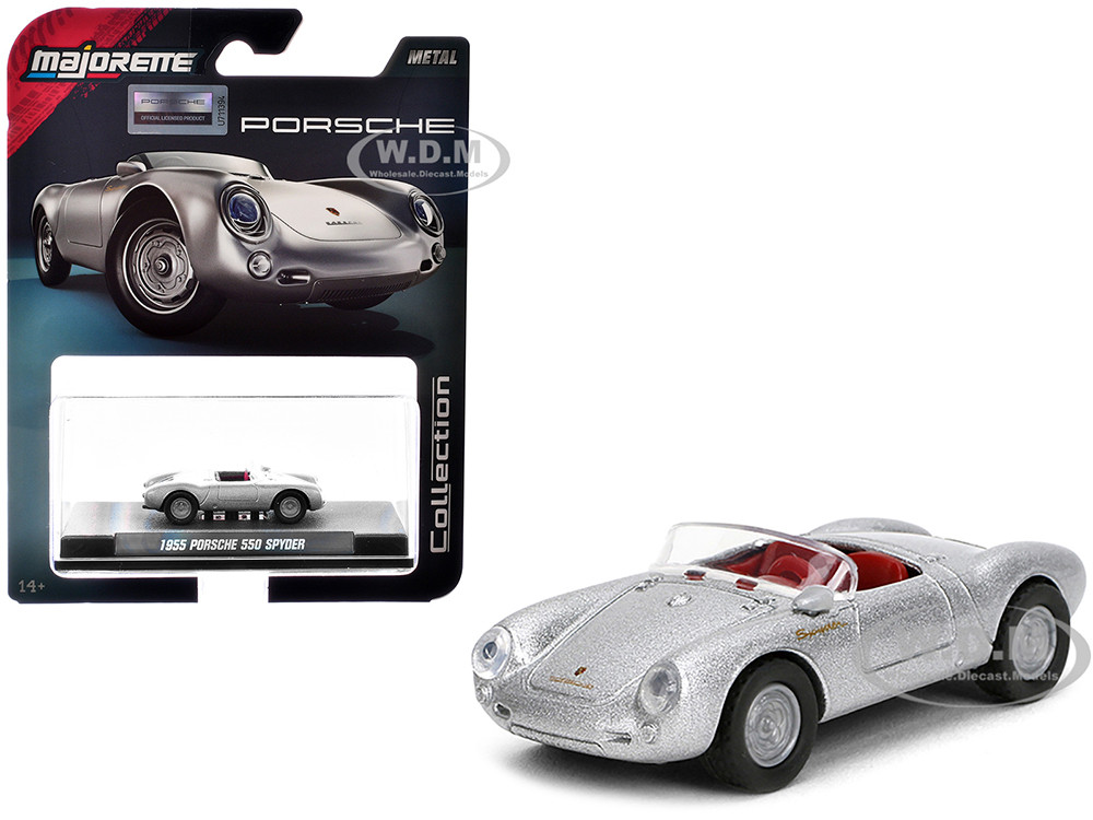 1955 Porsche 550 Spyder Silver Metallic with Red Interior "Collection" Series 1/64 Diecast Model Car by Majorette diecast model