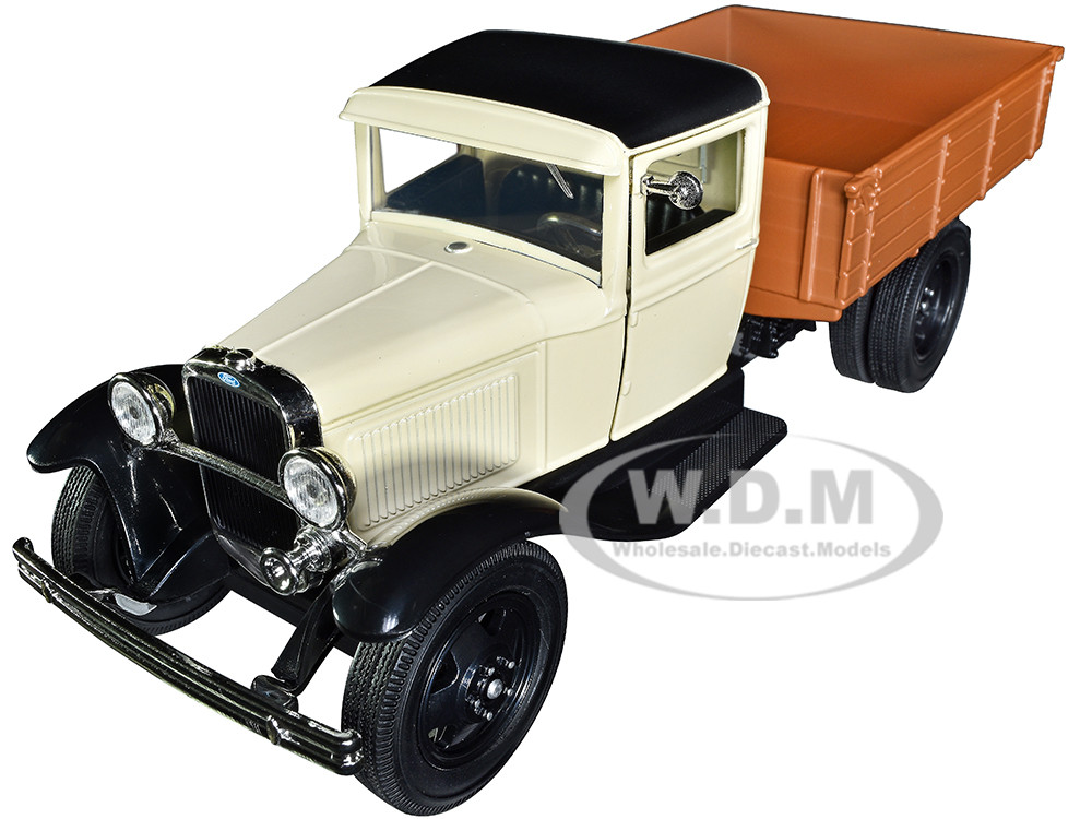 1931 Ford Model AA Pickup Truck Cream and Black "Platinum Collection" Series 1/24 Diecast Model Car by Motormax diecast model