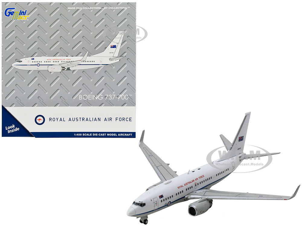 Boeing 737-700 Aircraft "Royal Australian Air Force" (A36-001) White with Blue Stripes "Gemini Macs" Series 1/400 Diecast Model Airplane by GeminiJets diecast model