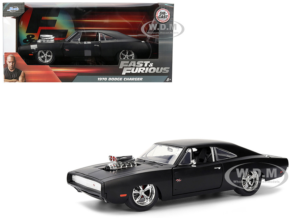 1970 Dodge Charger R/T Matt Black "Fast & Furious" (2009) Movie "Fast & Furious" Series 1/24 Diecast Model Car by Jada diecast model