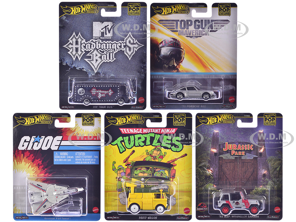 "Pop Culture 2025" 5 piece Set K "Premium Series" Diecast Model Cars by Hot Wheels diecast model