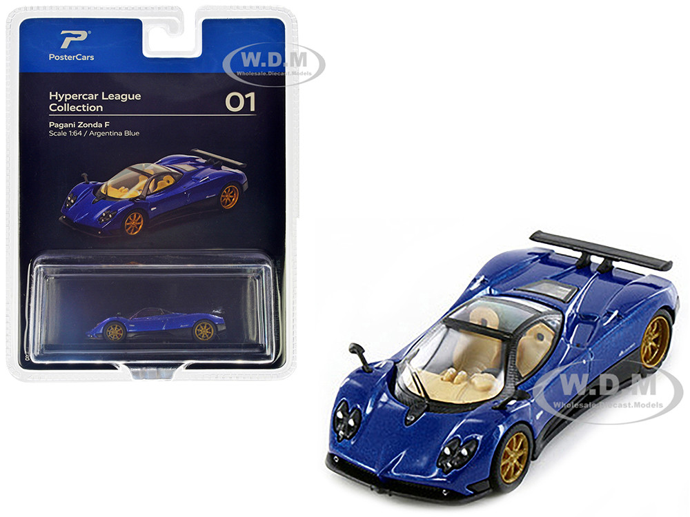 Pagani Zonda F Argentina Blue Metallic "Hypercar League Collection" 1/64 Diecast Model Car by PosterCars diecast model