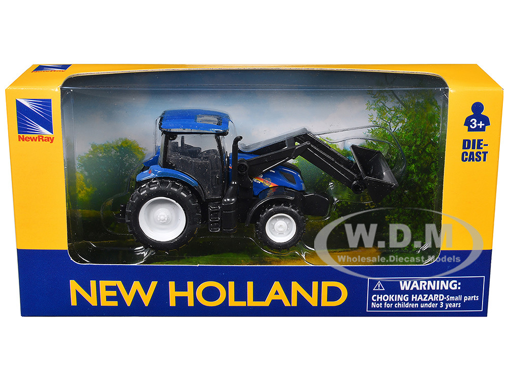 New Holland T6.175 Tractor with Front Loader Blue Diecast Model by New Ray diecast model