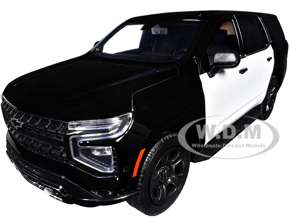 2025 Chevrolet Tahoe PPV Black and White "Custom Builder's Kit - Law Enforcement and Public Service" Series 1/24 Diecast Model Car by Motormax diecast model
