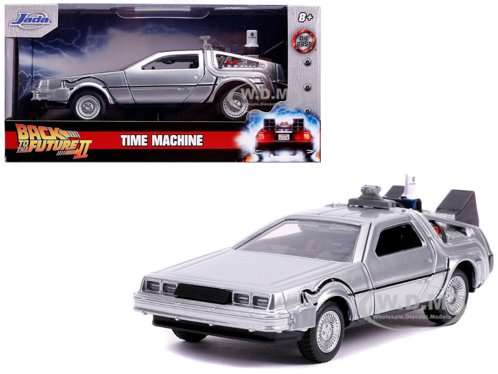 DeLorean DMC (Time Machine) Silver "Back to the Future Part II" (1989) Movie "Hollywood Rides" Series 1/32 Diecast Model Car by Jada diecast model