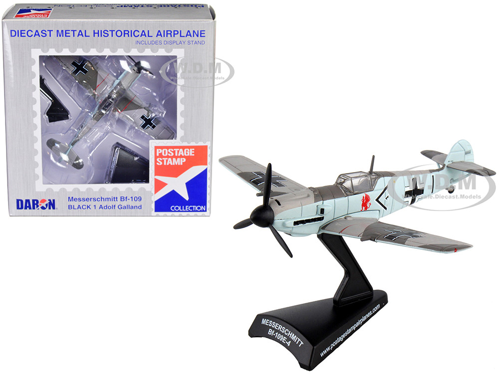 Messerschmitt Bf-109 Fighter Aircraft "Black 1, Ace Adolf Galland" German Luftwaffe 1/87 Diecast Model Airplane by Postage Stamp diecast model