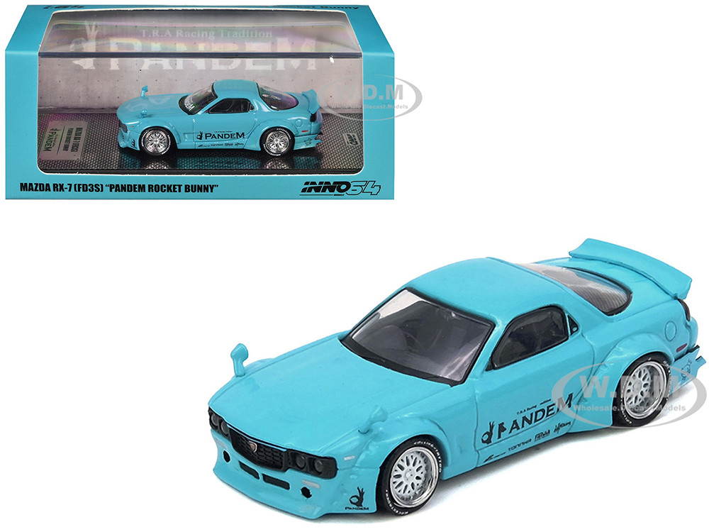 Mazda RX-7 (FD3S) RHD (Right Hand Drive) "Pandem Rocket Bunny" Light Blue 1/64 Diecast Model Car by Inno Models diecast model