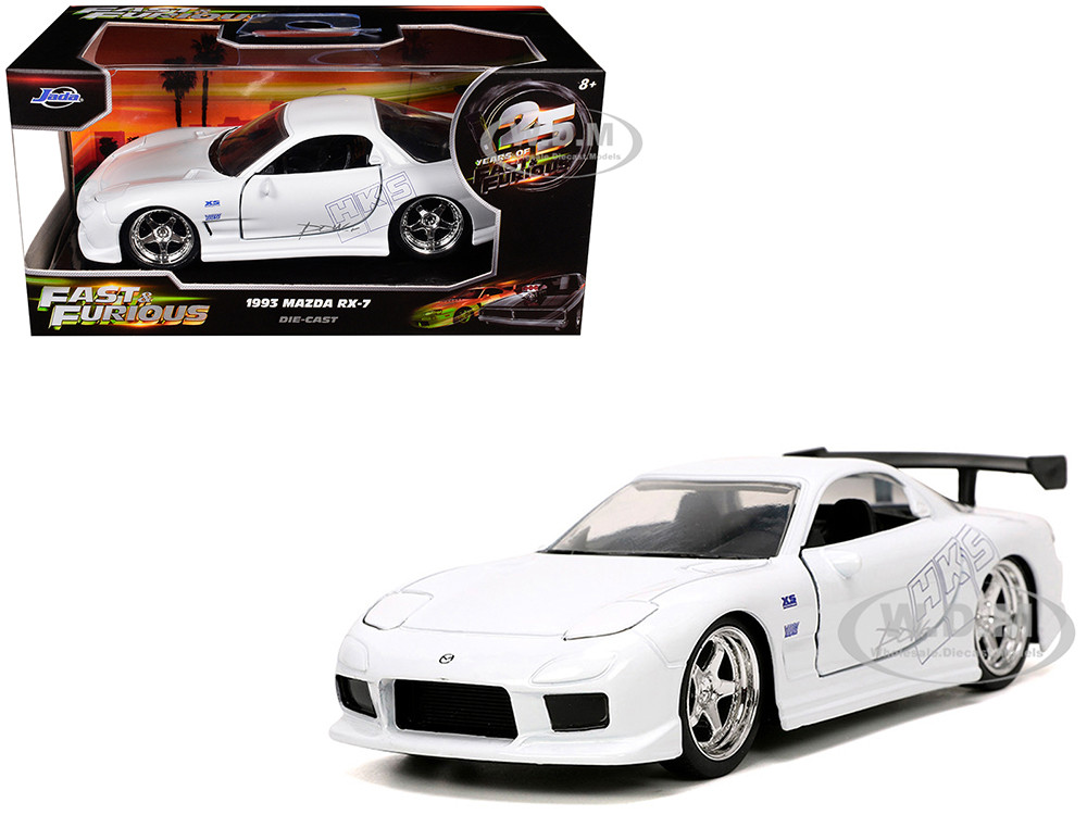 1993 Mazda RX-7 "HKS" White "The Fast and the Furious" (2001) Movie "25 Years of Fast & Furious" Series 1/32 Diecast Model Car by Jada diecast model