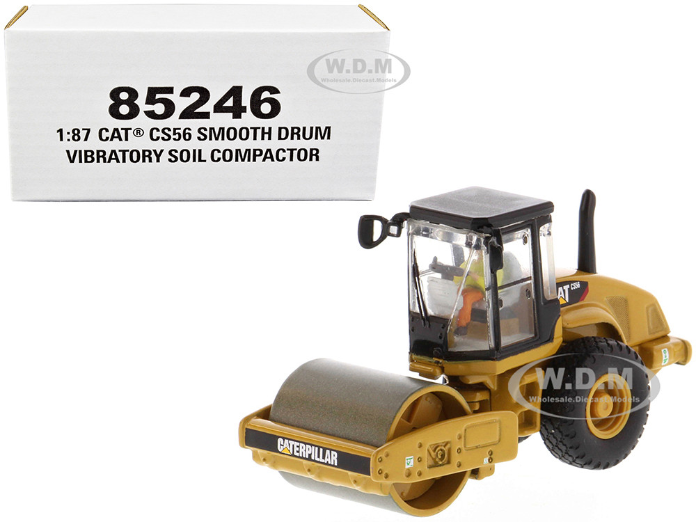 CAT Caterpillar CS56 Smooth Drum Vibratory Soil Compactor with Operator "High Line" Series 1/87 (HO) Diecast Model by Diecast Masters diecast model