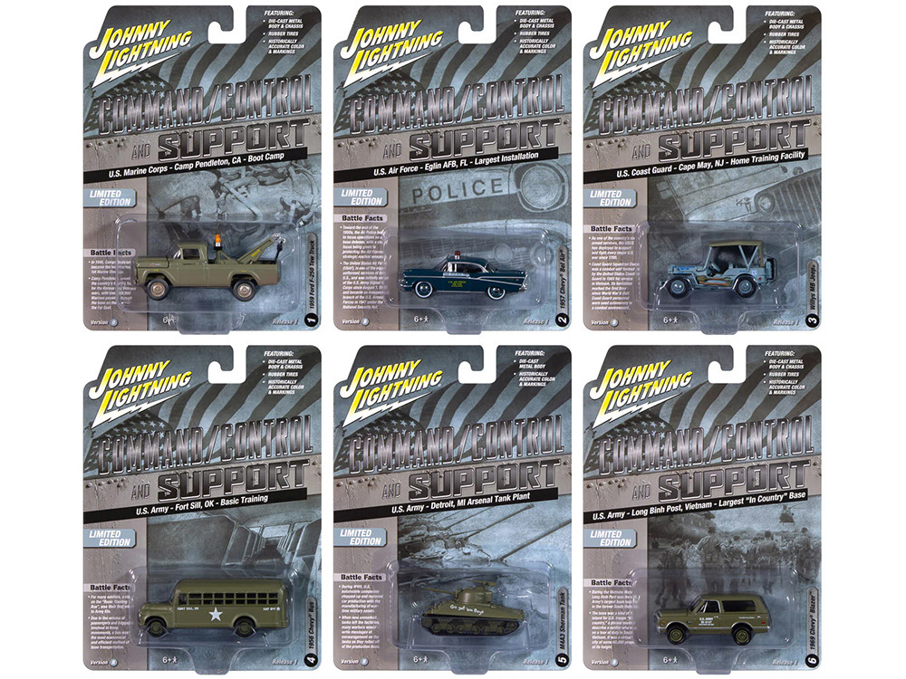 "Military" Set B of 6 pieces 2024 Release 2 Limited Edition Diecast Models by Johnny Lightning diecast model