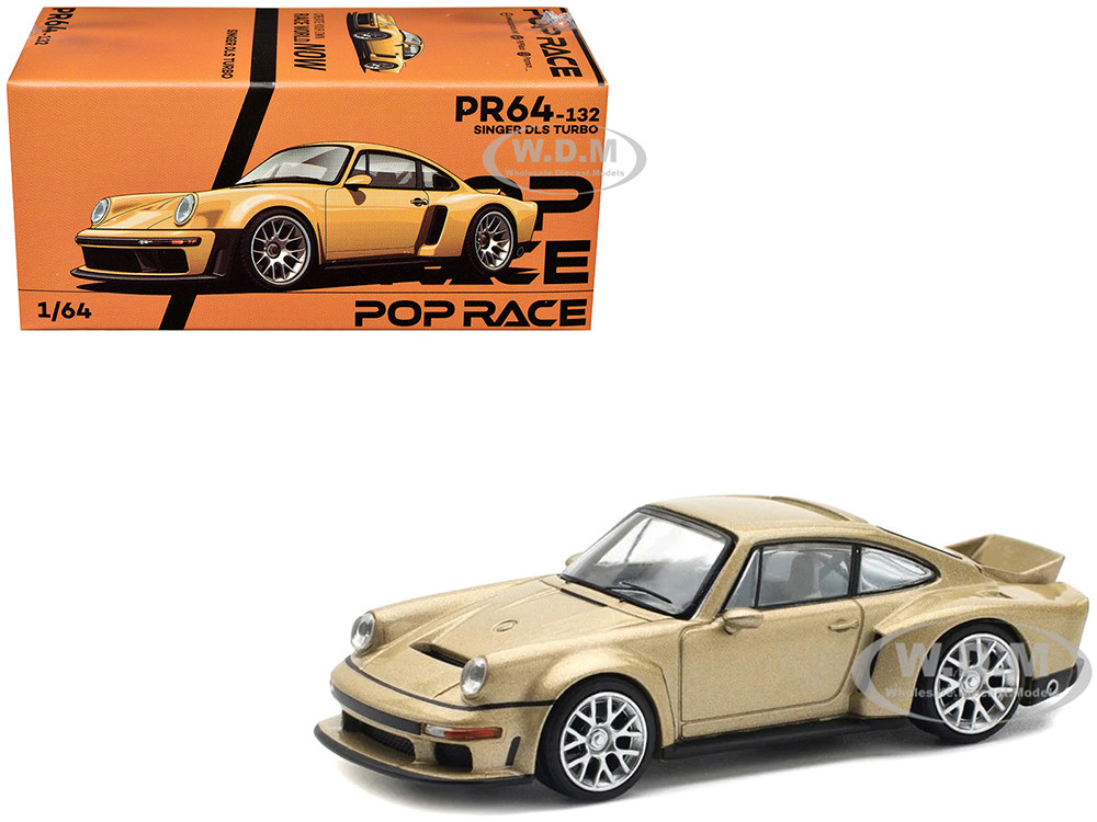 Singer DLS Turbo Gold Metallic 1/64 Diecast Model Car by Pop Race diecast model