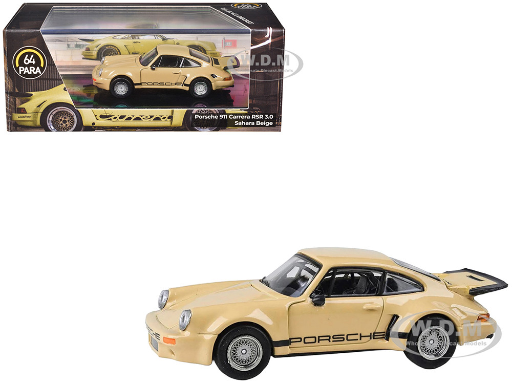 Porsche 911 Carrera RSR 3.0 Sahara Beige with Black Stripes 1/64 Diecast Model Car by Paragon Models diecast model