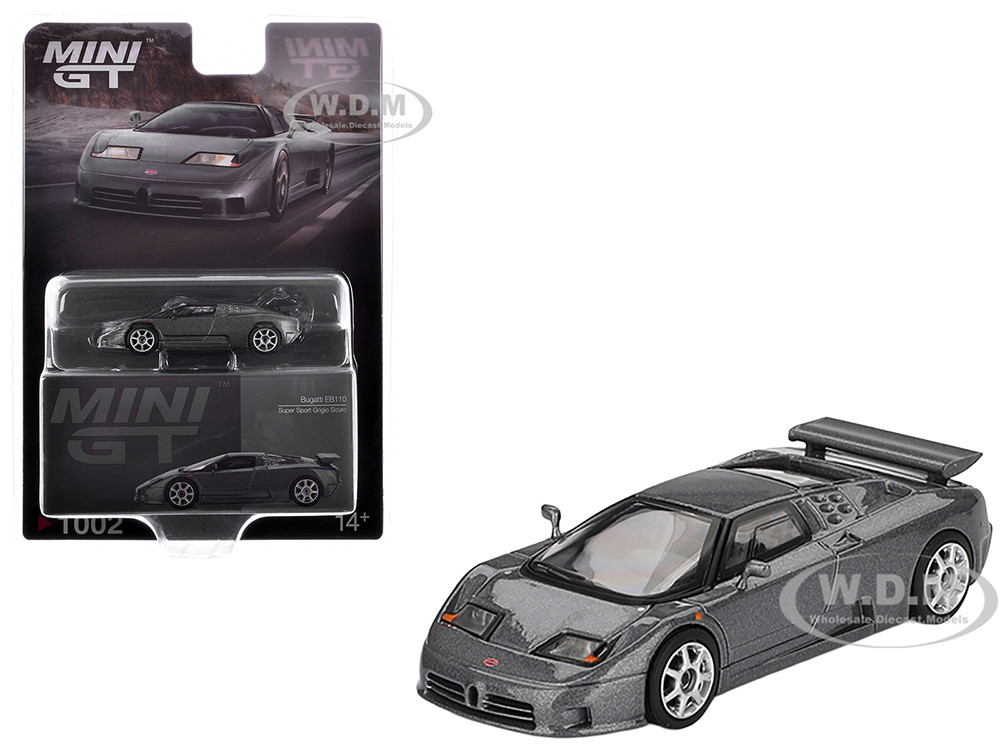 Bugatti EB110 Super Sport Grigio Scuro Dark Gray Metallic Limited Edition 1/64 Diecast Model Car by Mini GT diecast model