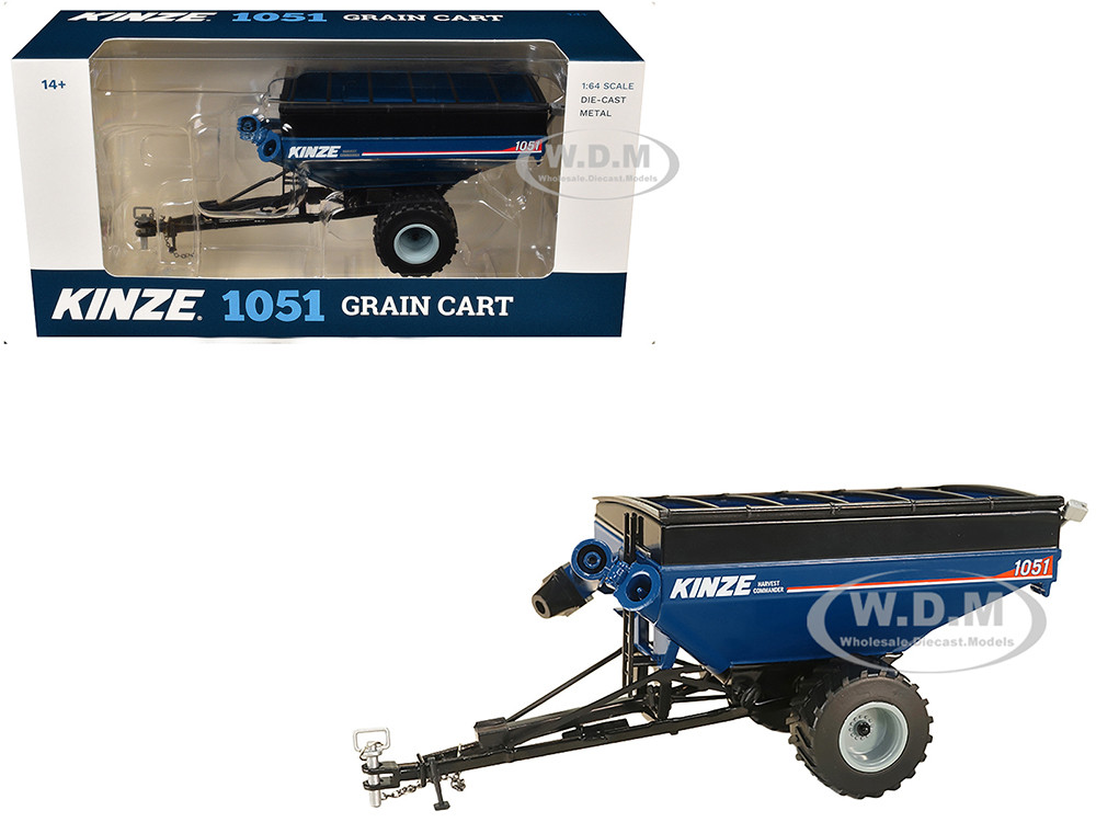 Kinze 1051 Grain Cart with Flotation Tires Blue 1/64 Diecast Model by SpecCast diecast model