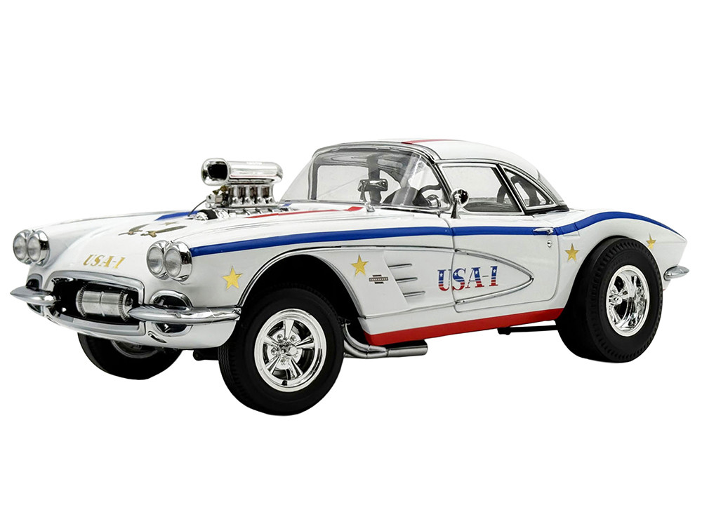 1961 Chevrolet Corvette Grand Sport Gasser "USA-1" White with Blue and Red Stripes Limited Edition to 362 pieces Worldwide 1/18 Diecast Model Car by ACME diecast model