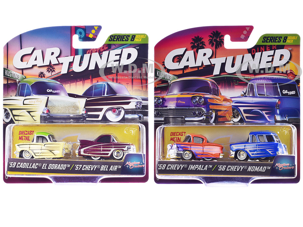 "Kustoms" Double Pack Series 8 Set of 4 Cars Diecast Model Cars by CarTuned diecast model