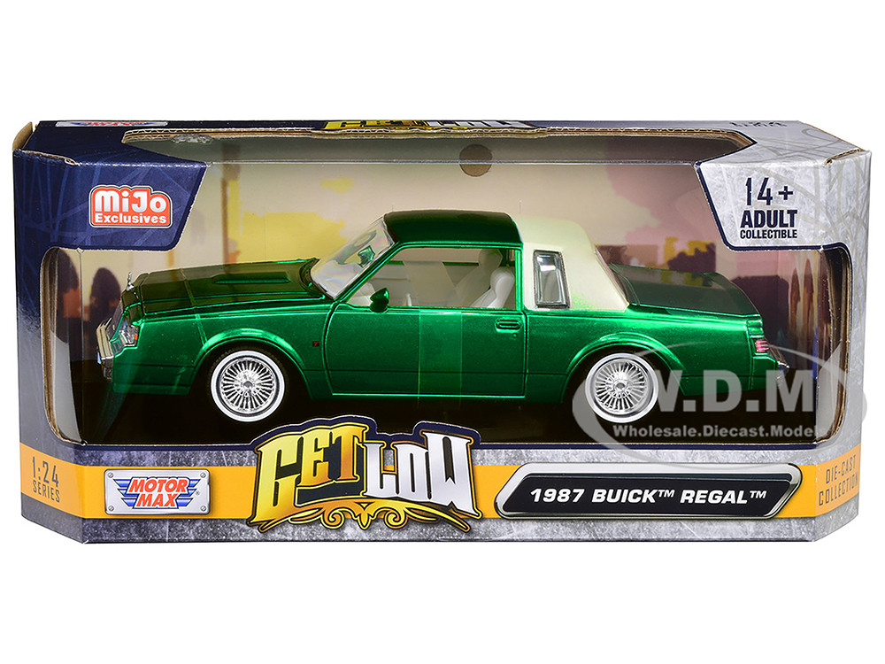 1987 Buick Regal Green Metallic with White Interior "Get Low" Series 1/24 Diecast Model Car by Motormax diecast model