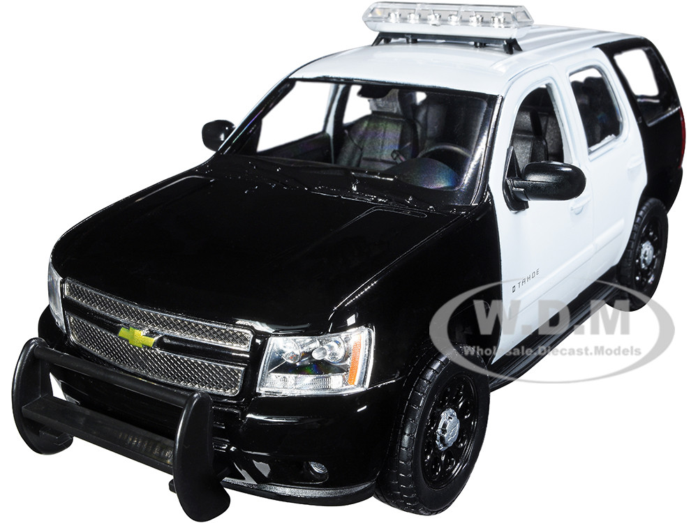 2008 Chevrolet Tahoe Unmarked Police Car Black and White 1/24 Diecast Model Car by Welly diecast model